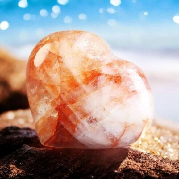 Fire Hematoid Quartz ✦ Rainbow Crystal Heart ✦ Grounding Focus Ritual NWT - Picture 1 of 13